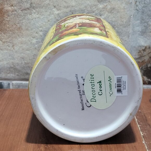 Decorative Crock Wine Chiller Vase Utensil Holder Good Friends Food Wine - Picture 7 of 10